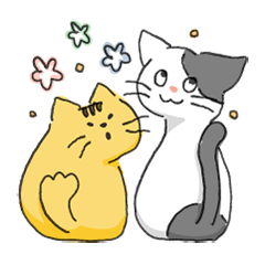 茶トラと白キジのネコ2匹