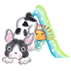 フレンチブルドッグ花文字スタンプ