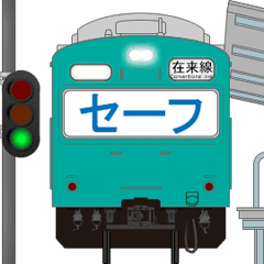 電車と駅（エメラルドグリーン）3