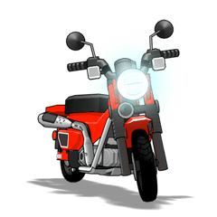 飛び出す！赤いミニバイク