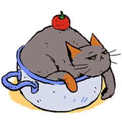 Black cat orange ears