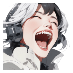 笑いまくる女性スタンプ