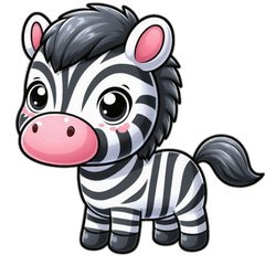 キュートなシマウマのかわいいスタンプセッ