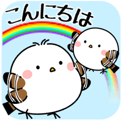 飛び出す！シマエナガ親子「挨拶」