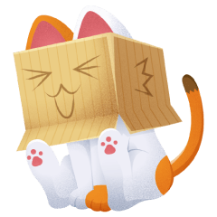 箱をかぶった猫のスタンプ