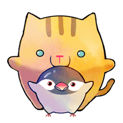 ふくら猫とふくら文鳥