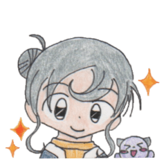 竜のぬいぐるみと女の子【色鉛筆】