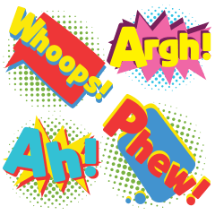 レトロなカラフルな漫画の吹き出し