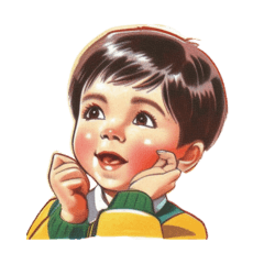 「1年中使えるスタンプ」昭和レトロな子供