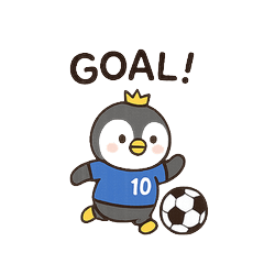 サッカーペンギン★日常スタンプ（青10番）