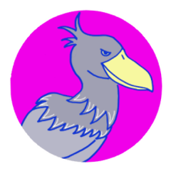 丸にハシビロコウ