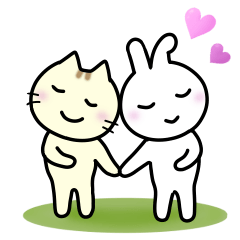 ネコとウサギ。きっとだいじょうぶ。