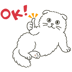 ぽっちゃり白猫さんのかわいいスタンプ