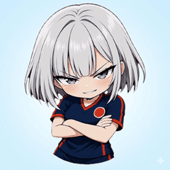 毒舌銀髪ボブちゃんのサッカー応援スタンプ