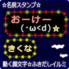 動く顔文字「きくな」の☆ふきだしイルミ