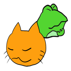 ねことカエル 顔スタンプ編
