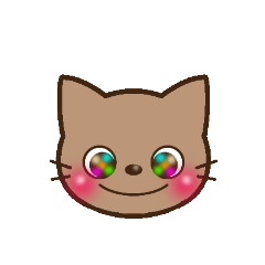 猫のなーさんスタンプ　カラフル瞳