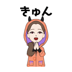 オシャンな女の子のスタンプ