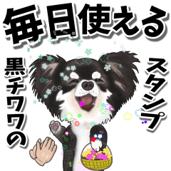 毎日使える黒チワワの飛び出すスタンプ
