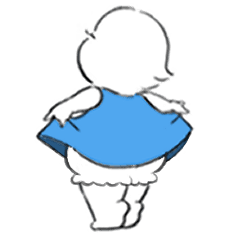 青いワンピースの子