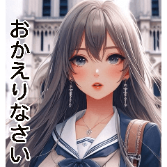 アニメ、超甘い制服系の女の子。