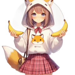 きつね娘の面白い表情ステッカー