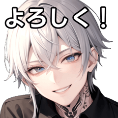 カジュアルな銀髪タトゥー男子8