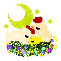 可愛いニワトリの親子