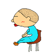 イスの上のシゲ