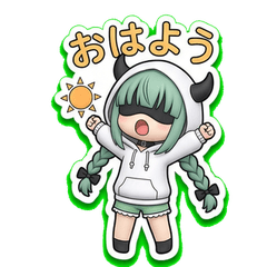 角っ娘悪魔冴木さんの元気な目隠しスタンプ