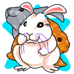 3色のかわいいうさぎ