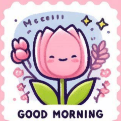 可愛いチューリップの挨拶用スタンプ