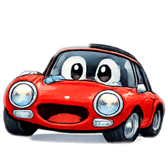 表情たっぷり！赤い自動車の感情スタンプ