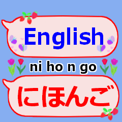 英語と日本語発音 吹き出し(お花＆果物)