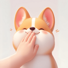 3Dコーギー、ふくちゃんスタンプ春