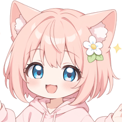 アプリコット猫耳パーカーな女の子スタンプ