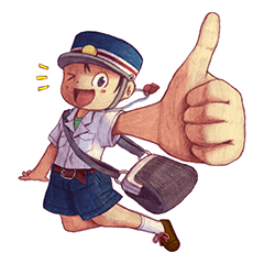 鉛筆画スタンプ　車掌少年すぐる 2