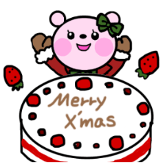 ピンクのくまの冬に使えるスタンプ