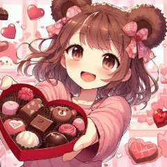 クマの女の子スタンプ(バレンタイン)