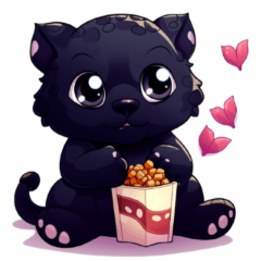 動物スタンプかわいい黒ひょう