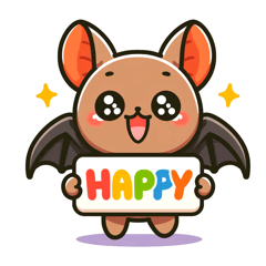 かわいいコウモリのスタンプ