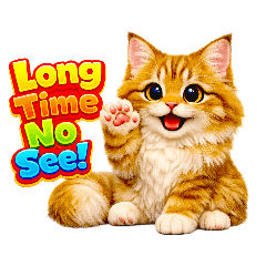Fluffy Orange Cat 3D Daily Phrases