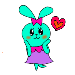 派手色ブルーうさぎちゃんのミント