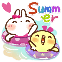 毎日便利【夏】白うさぎさん時々インコ