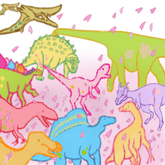 恐竜のスタンプ＊春