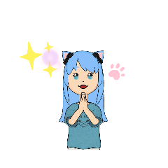 水色のかみの猫耳少女