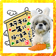 シーズー犬てんぽ 2023うさぎスタンプ