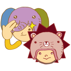 やまびこやまの動物ヘルメット友達