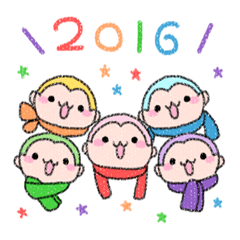 パステルおさるのお正月2016