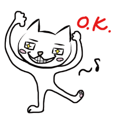 表情豊かな　リアクション白ねこスタンプ